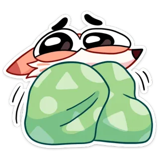 😐 fox, cute, animal, blanket, cartoon whatsapp sticker