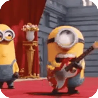 ๐ Minion Despicable Me minion, guitar, rockstar, music, performing, animation, fun telegram sticker
