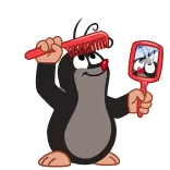 💇‍♀️ Krtek mole, cartoon, animal, cute, brushing hair, reflection whatsapp sticker