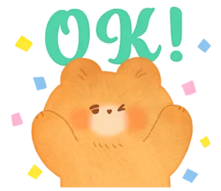 🌰 OK! โอเค, ตกลง, น่ารัก, หมี, ยืนยัน, เชิงบวก, สัตว์ whatsapp sticker