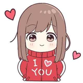 ❤️ I <3 YOU 愛, ハート, アニメ, 女の子, 漫画, かわいい telegram sticker