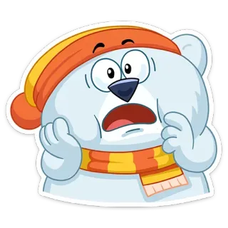 😀 Dessin animé, Ours, Animal, Froid, Effrayé, Hiver, Mignon telegram sticker