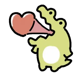 ⭐ crocodile, cœur, amour, animal, dessin animé telegram sticker