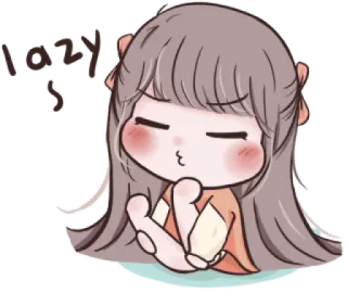 😚 lazy ขี้เกียจ, น่ารัก, ผู้หญิง, ง่วง, พักผ่อน, การ์ตูน telegram sticker