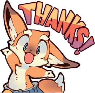 😄 THANKS! лиса, спасибо, милый, животное, мультфильм telegram sticker
