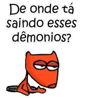 🤔 De onde tá saindo esses dêmônios? dessin animé, renard, démon, question, autocollant telegram sticker