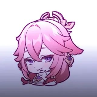 🔮 Yae Miko Genshin Impact 애니메이션, 비디오 게임, 야에 미코, 원신, 여우, SD캐릭터, 분홍 머리 whatsapp sticker