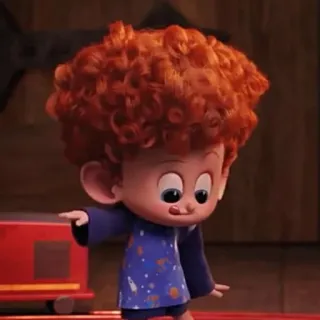 💃 Dennis Loughran Hotel Transylvania desenho animado, animação, personagem, criança, ruivo, cabelo cacheado telegram sticker