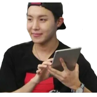 🙃 J-Hope 제이홉, BTS, K팝, 아이돌, 연예인, 태블릿, 사람, 남자 whatsapp sticker