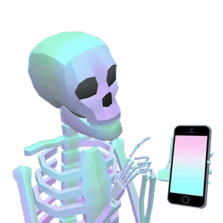 ❤ scheletro, cellulare, telefono, pastello, iridescente, olografico whatsapp sticker