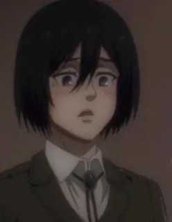 🌟 Mikasa Ackerman Attack on Titan Anime, Uniforme militare, Personaggio, Donna, Mikasa, L'Attacco dei Giganti, AOT telegram sticker