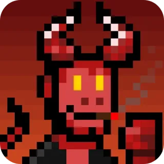 👹 Devil diavolo, demone, sigaretta, pixel art, fumare, rosso telegram sticker