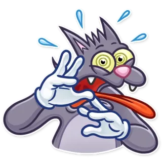 😨 Desenho animado, Gato, Engraçado, Exausto, Suor, Expressão telegram sticker