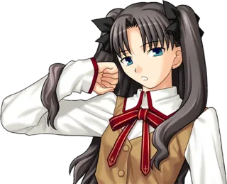 😒 Rin Tohsaka Fate/stay night Anime, Personaje, Chica, Enojada, Golpeando whatsapp sticker