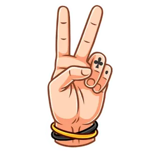 ✌️ znak pokoju, gest dłoni, grafika wektorowa, ręka z kreskówki, tatuaż, pokój, palce telegram sticker