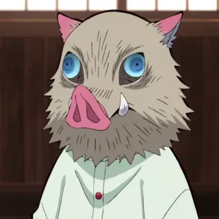 🗡 Inosuke Hashibira Demon Slayer Animé, Cochon, Masque, Sauvage, Démons whatsapp sticker