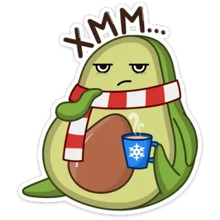 🤔 XMM... avocat, hiver, écharpe, café, dessin animé, mignon telegram sticker