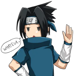 😕 Sasuke Naruto WHATEVA. anime, sasuke, naruto, cokolwiek, naklejka telegram sticker