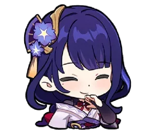 ☺️ Raiden Shogun Genshin Impact anime, video game, purple hair, chibi, genshin impact telegram sticker