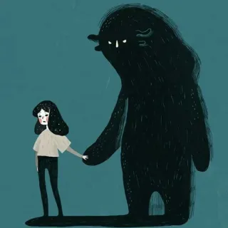 😞 fear, anxiety, monster, darkness, loneliness, sadness whatsapp sticker