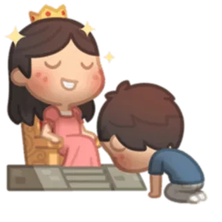 👰 prinses, kroon, knielend, aanbidding, cartoon, personage telegram sticker