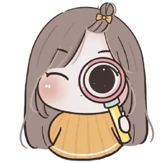 🩰 menina, fofo, desenho animado, lupa, pesquisando, piscadela telegram sticker