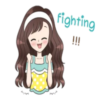 😄 fighting Anime, Animando, Chica, Linda, Apoyo, Ánimo, Dibujos animados whatsapp sticker
