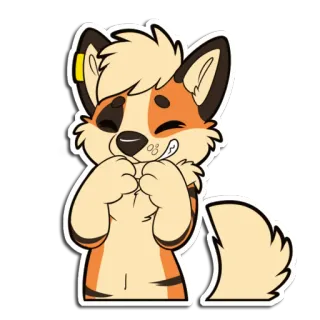 😆 furry, feline, cat, happy, giggle, cute, anthropomorphic, sticker telegram sticker