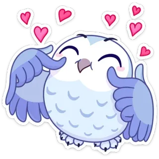 🥰 gufo, carino, amore, cuori, cartone animato, adesivo, adorabile telegram sticker