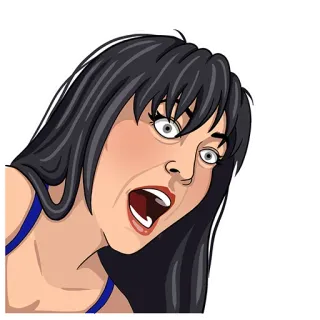 😤 Мультфильм, Женщина, В шоке, Удивлена, Выражение, Страх, Комикс telegram sticker