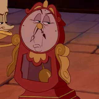 🥀 Cogsworth Beauty and the Beast Cogsworth, Beauty and the Beast, Disney, animated, clock, character telegram sticker
