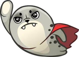 😎 foca, superhéroe, animal, dibujos animados, capa telegram sticker