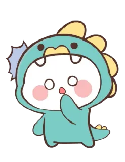 😱 cute, dinosaur, cartoon, sticker, animal, surprise, character, kawaii telegram sticker