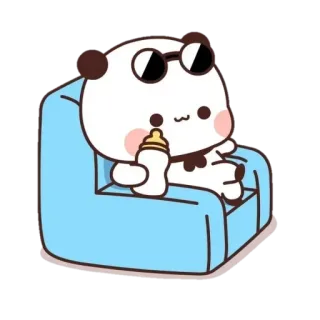 🙂 Panda, Dibujos animados, Gafas, Biberón, Mono, Relajante, Sofá whatsapp sticker