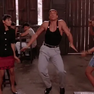 🕺 Jean-Claude Van Damme tanzen, kampfkunst, action, film, schauspieler, muskeln, vintage, 90er telegram sticker