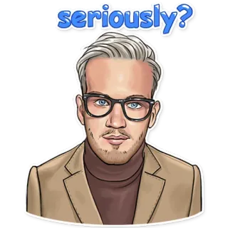 🤓 seriously? 男人, 问题, 认真, 眼镜, 贴纸, 肖像 telegram sticker