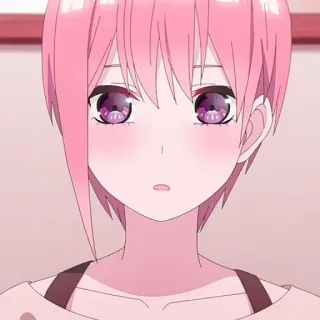 🦊 chica anime, linda, pelo rosa, anime, ilustración, dibujo animado telegram sticker