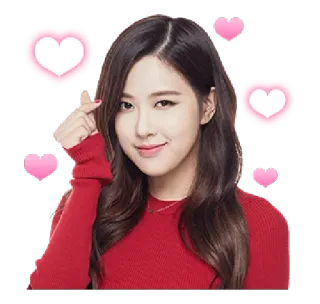 😍 mujer, corazón, amor, lindo, kpop, persona, chica, suéter rojo, coreano telegram sticker