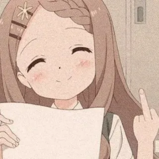 💛 Ragazza anime, Dito medio, Offensivo, Gesto, Cartone animato, Scolara telegram sticker