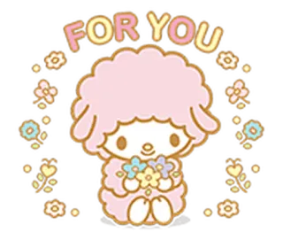 💁 FOR YOU fofo, kawaii, ovelha, flores, presente telegram sticker