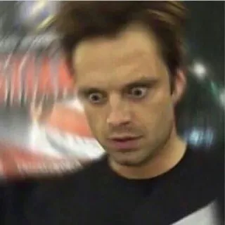 😲 Bucky Barnes Marvel Cinematic Universe gracioso, meme, reacción, expresión, cara, celebridad, actor telegram sticker