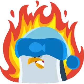 😡 pinguino, arrabbiato, fiamme, cartone animato whatsapp sticker