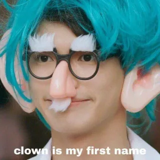 🤡 clown is my first name palhaço, engraçado, piada, cosplay, retrato, óculos, disfarce telegram sticker