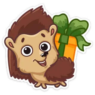 📦 hedgehog, animal, gift, present, cute, cartoon telegram sticker