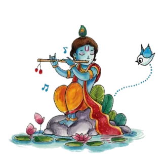 😌 Krishna 印度教, 神, 音乐, 笛子, 印度 telegram sticker