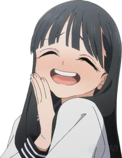 🤭 anime, sorridente, felice, cartone animato, uniforme scolastica, ragazza whatsapp sticker