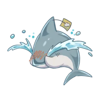 😀 requin, animal, dessin animé, météo, pluie, triste, contrarié telegram sticker