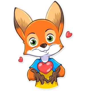 😘 fox, cartoon, animal, cute, love, heart telegram sticker