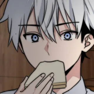 🥛 anime, manga, manhwa, cute, boy, eating, sandwich, character whatsapp sticker