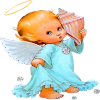 🙃 anjo, fofo, criança, concha, desenho animado telegram sticker